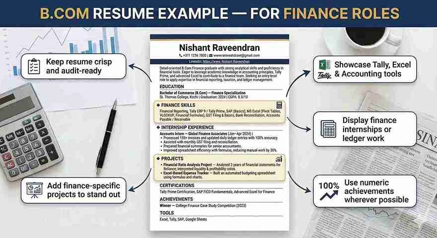 Resume Example for B.Com Graduates Applying for Finance Roles