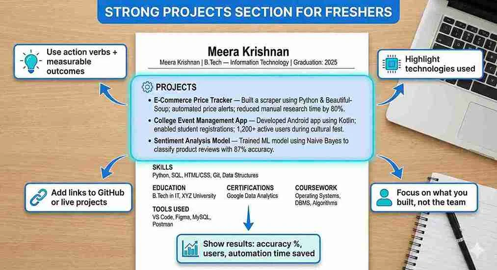 How to Write the Projects Section in a Fresher Resume