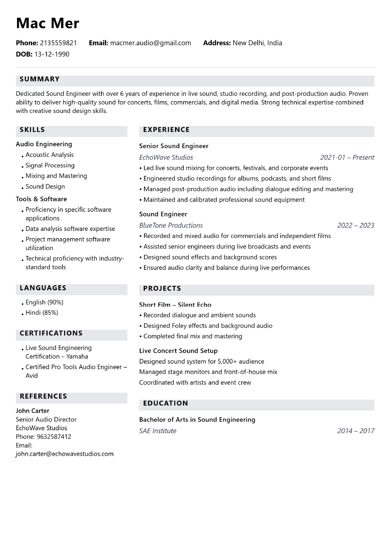 Minimalist Resume